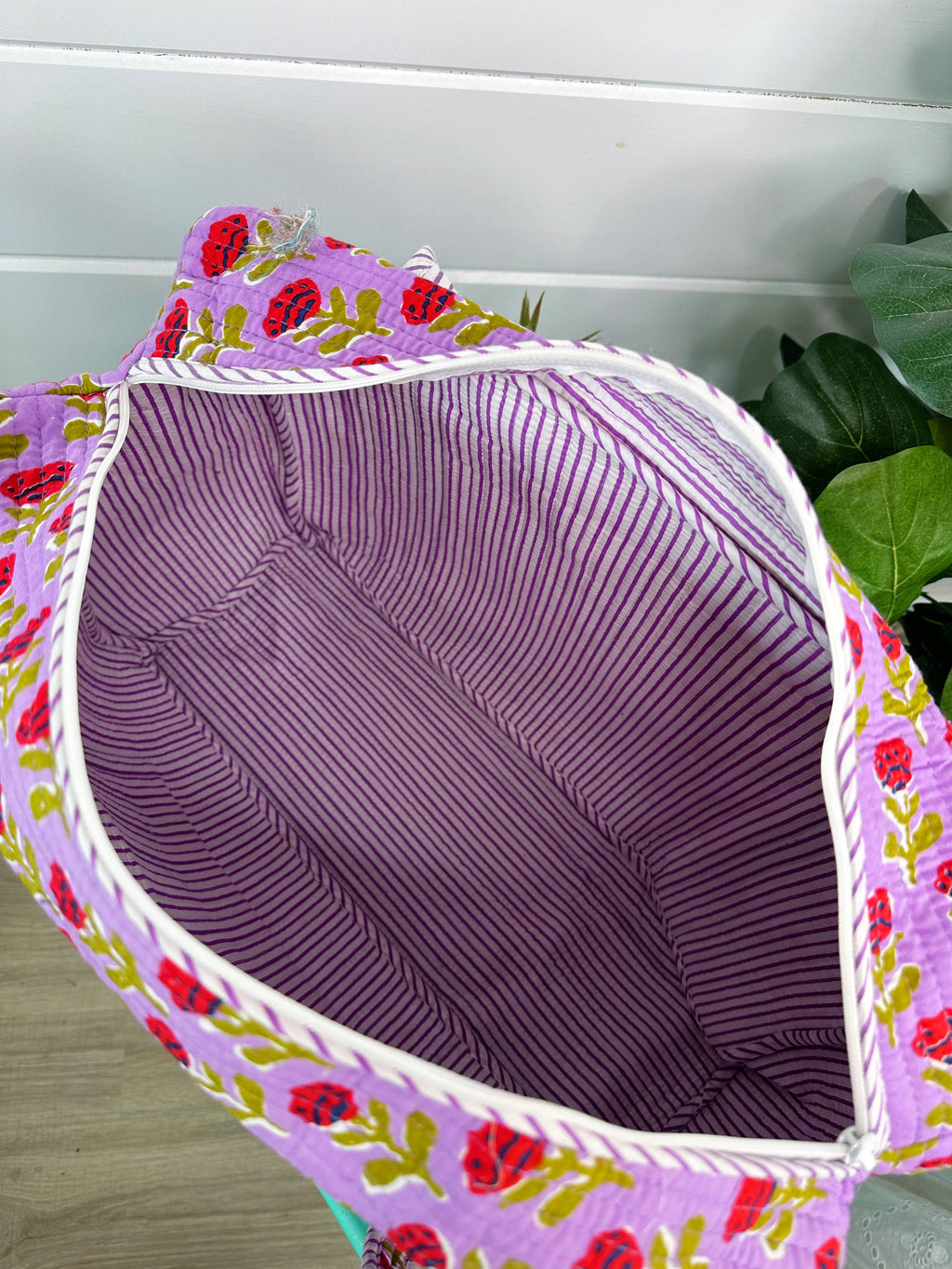 Quilted Duffle Bag | Weekender Travel Overnight Bag | Purple