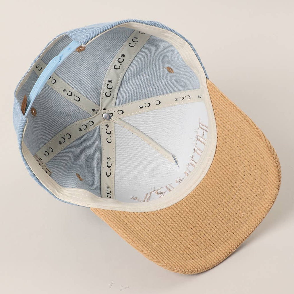 WIFEY Two-Tone Denim Corduroy Trucker Hat