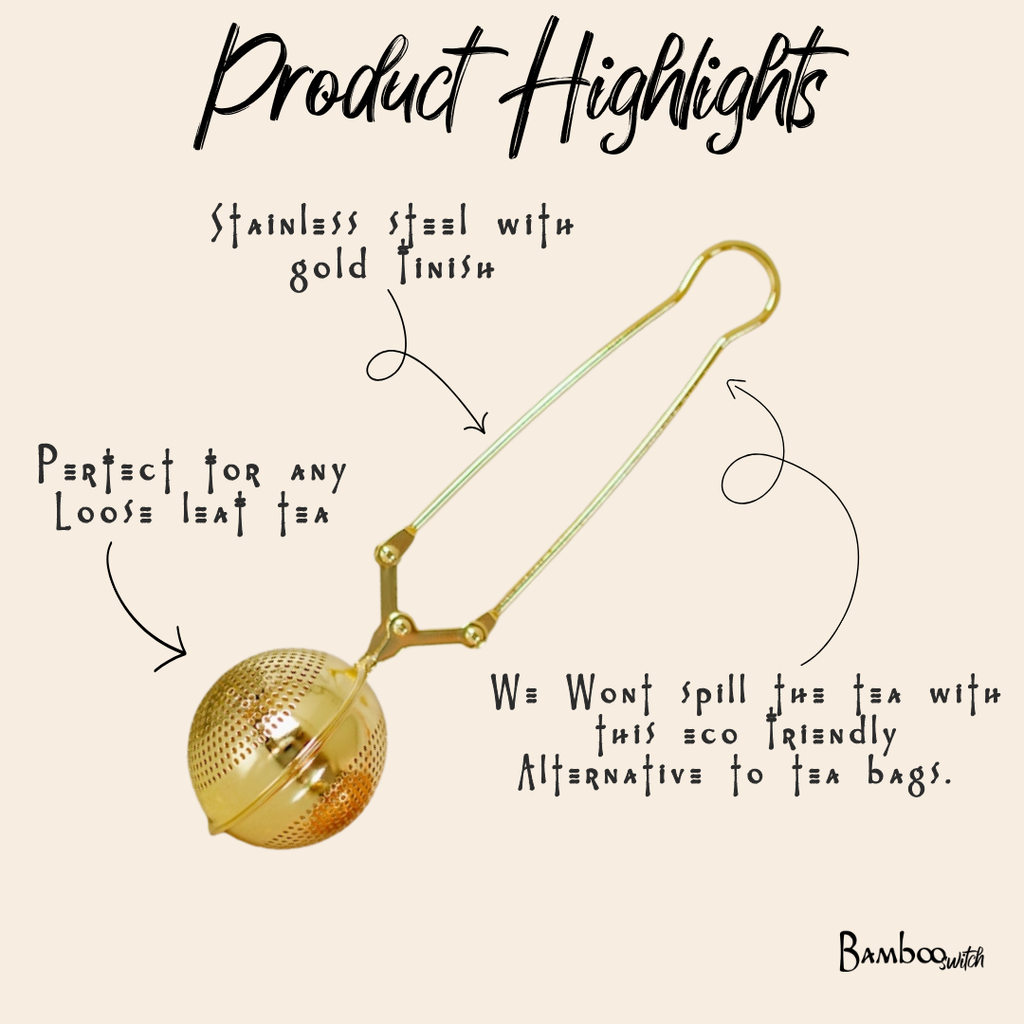 Gold Stainless Steel Tea Strainer | Infuser | Bestseller