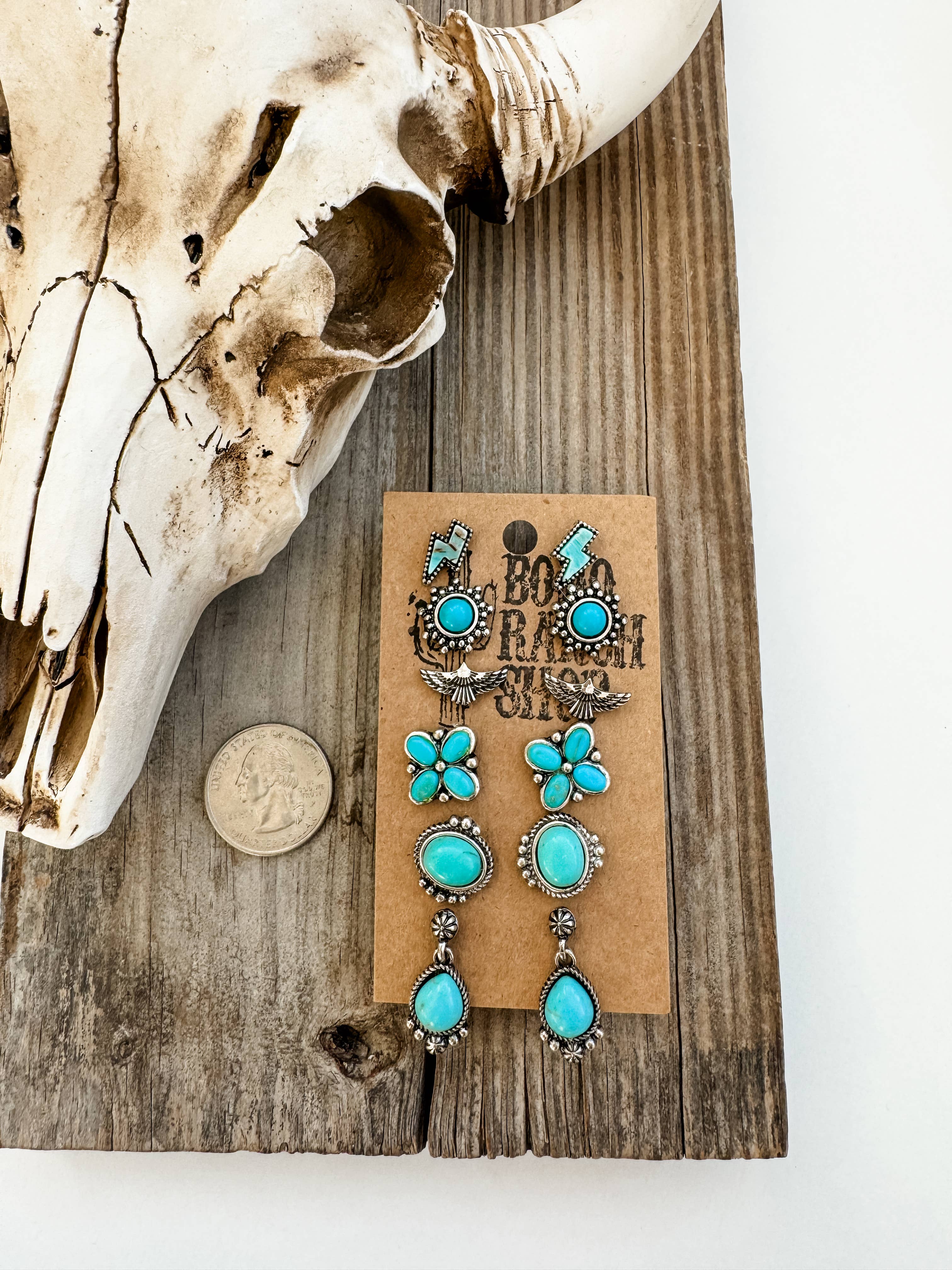 6 Pair Western Navajo Style Stud Earring Set Earrings