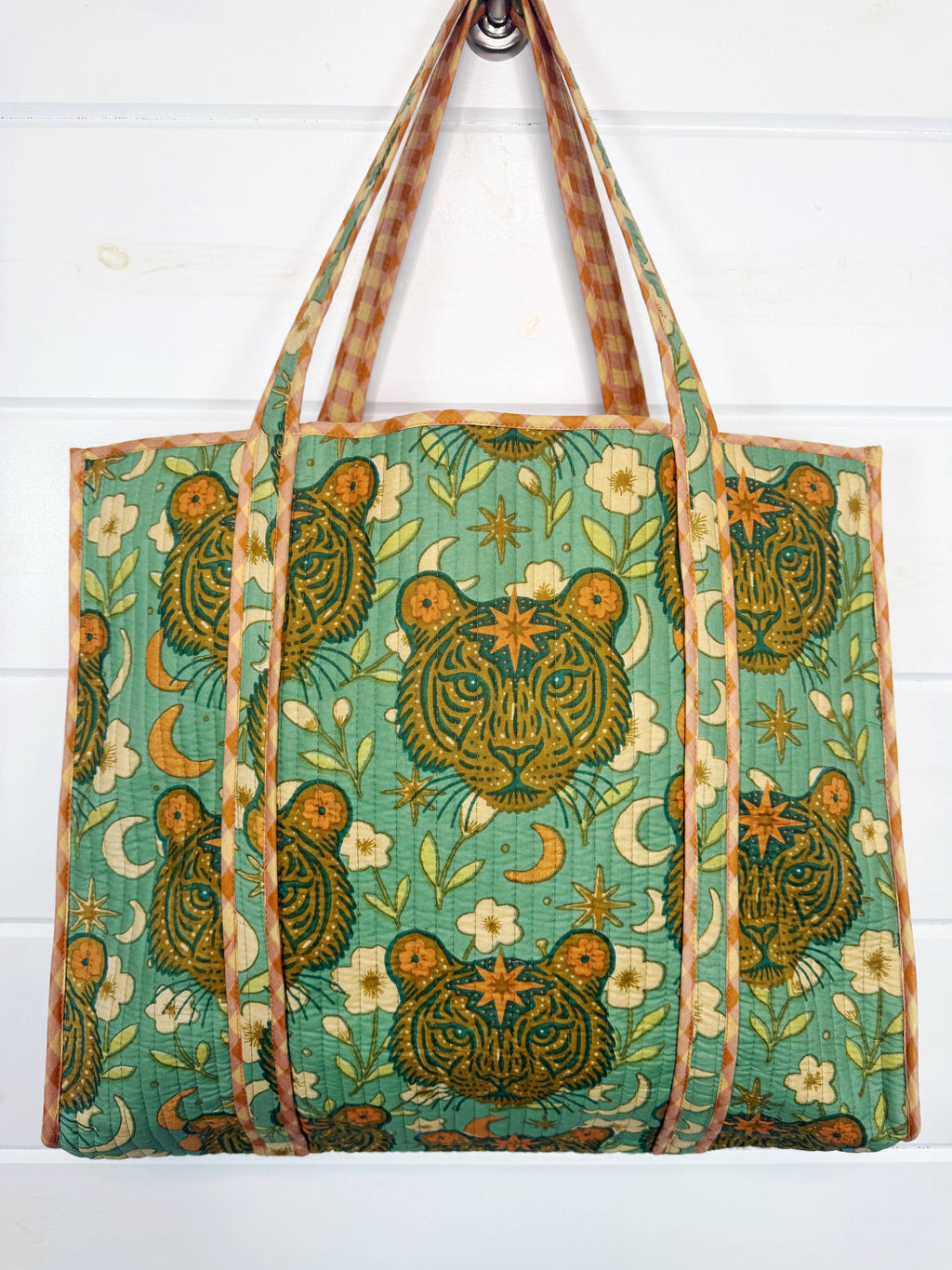 Large Tote Bags | Quilted Tote | Jade Celestial Tiger