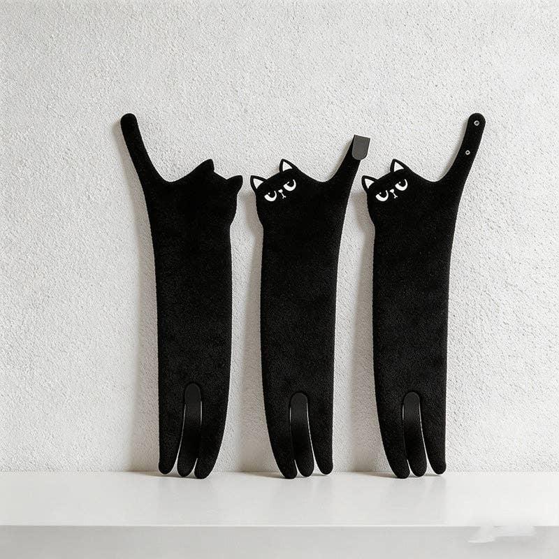 CouldNook Funny Long Cat Hanging Hand Towel - Super Absorbent Microfiber Towel