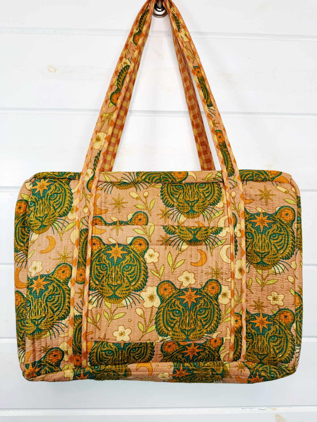 Quilted Weekender Duffle Bag - Sandstone Celestial Tiger
