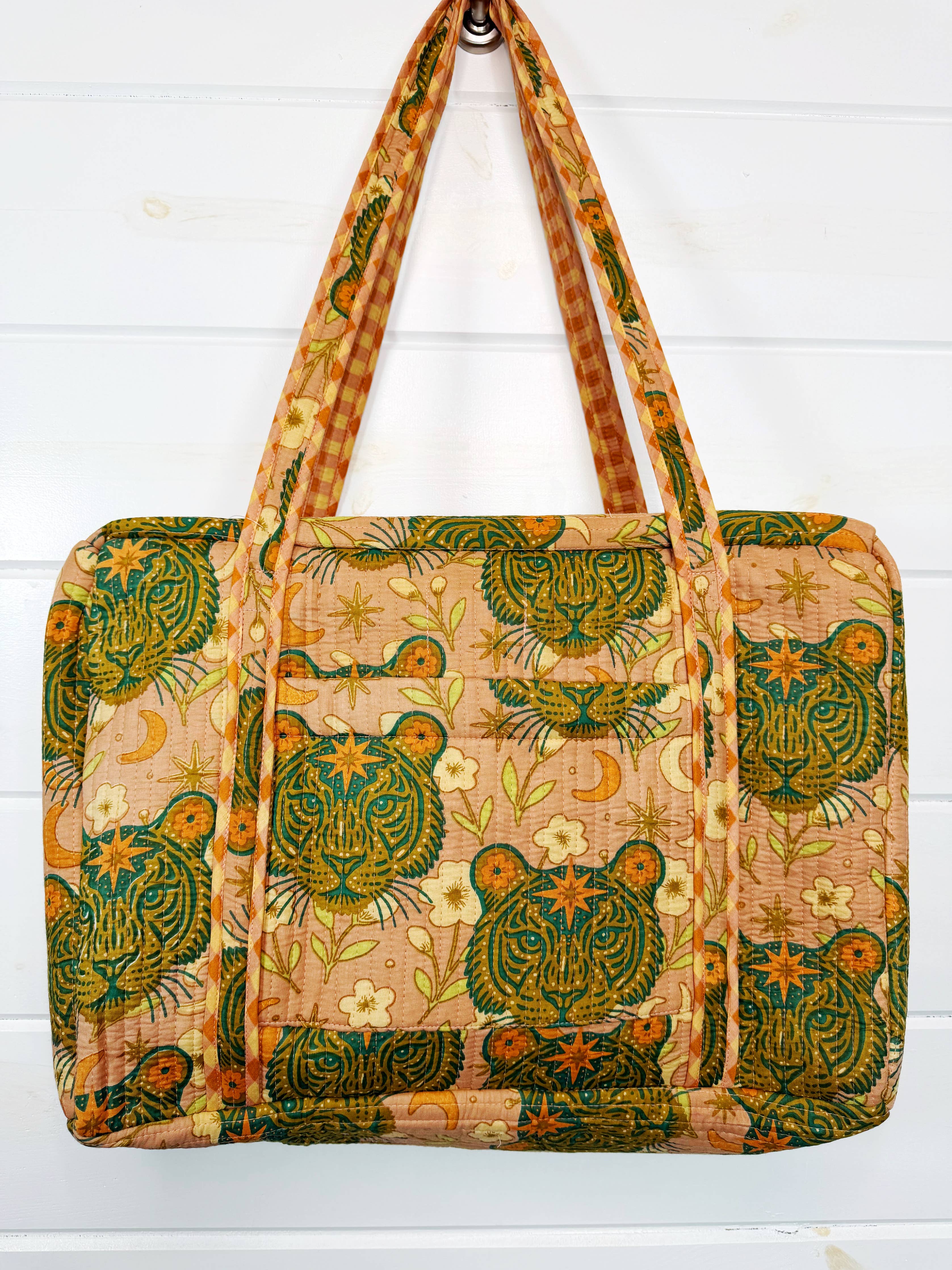 Quilted Weekender Duffle Bag - Sandstone Celestial Tiger