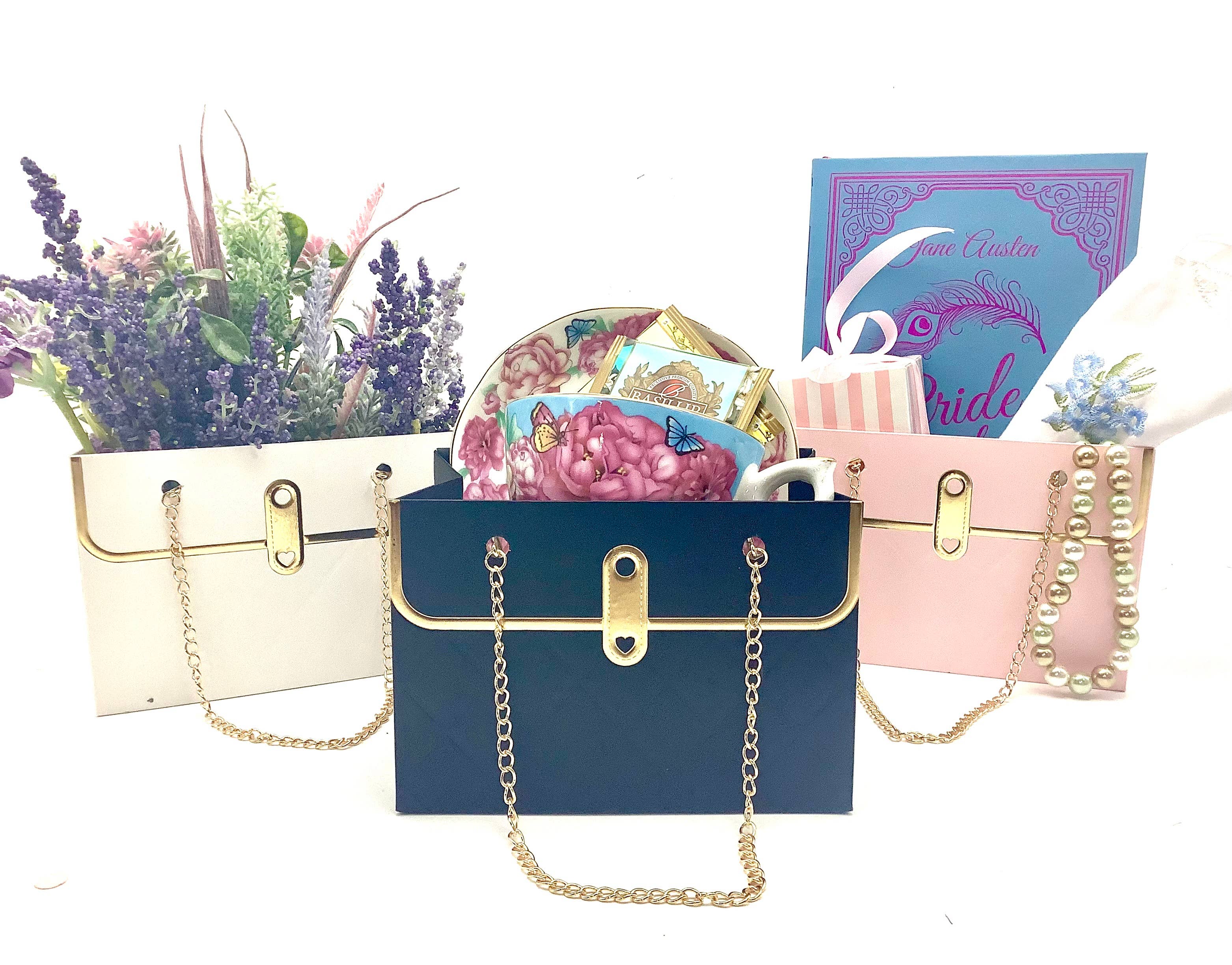 Tea Party Purse Gift Bag with Handle for Holiday Gifts