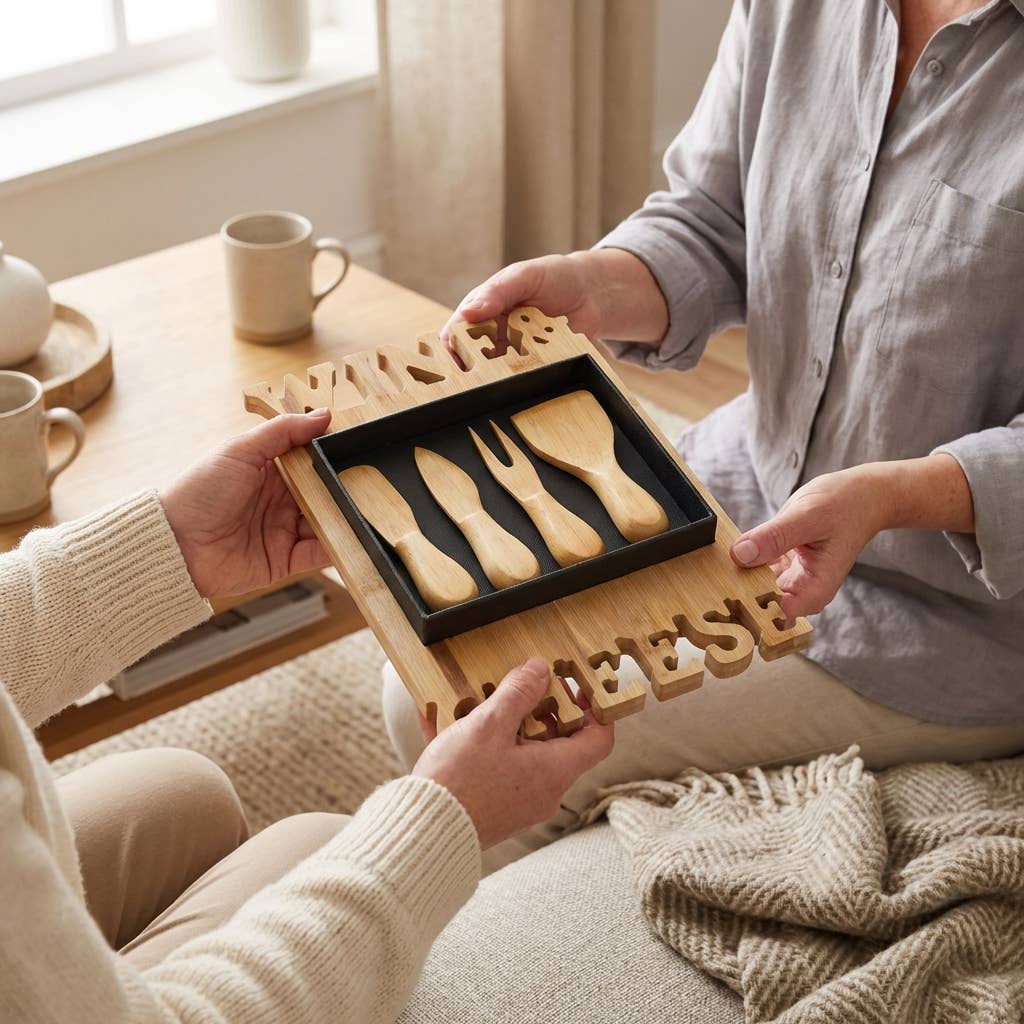 Wine & Cheese Cutting Board and Knife Bundle