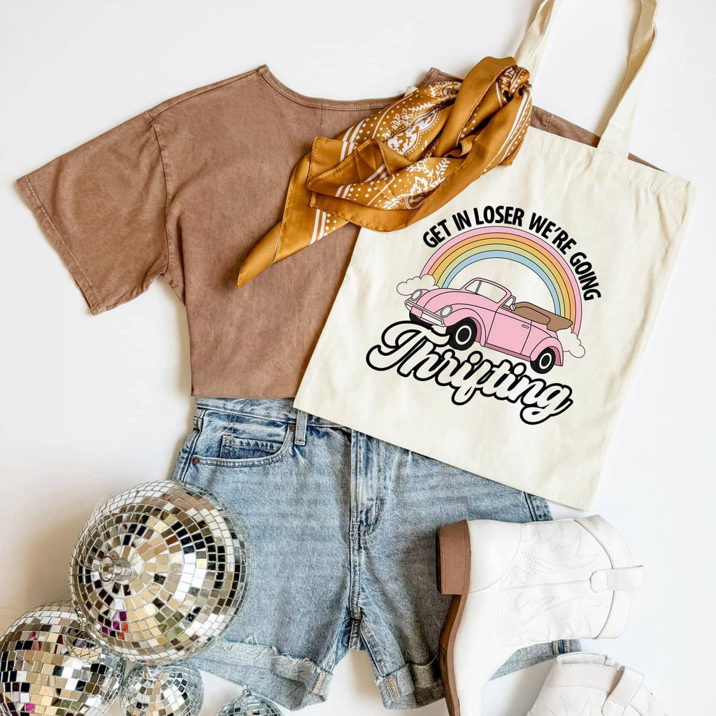 Get In Loser Tote Bag Funny Thrift Shopper Canvas Tote