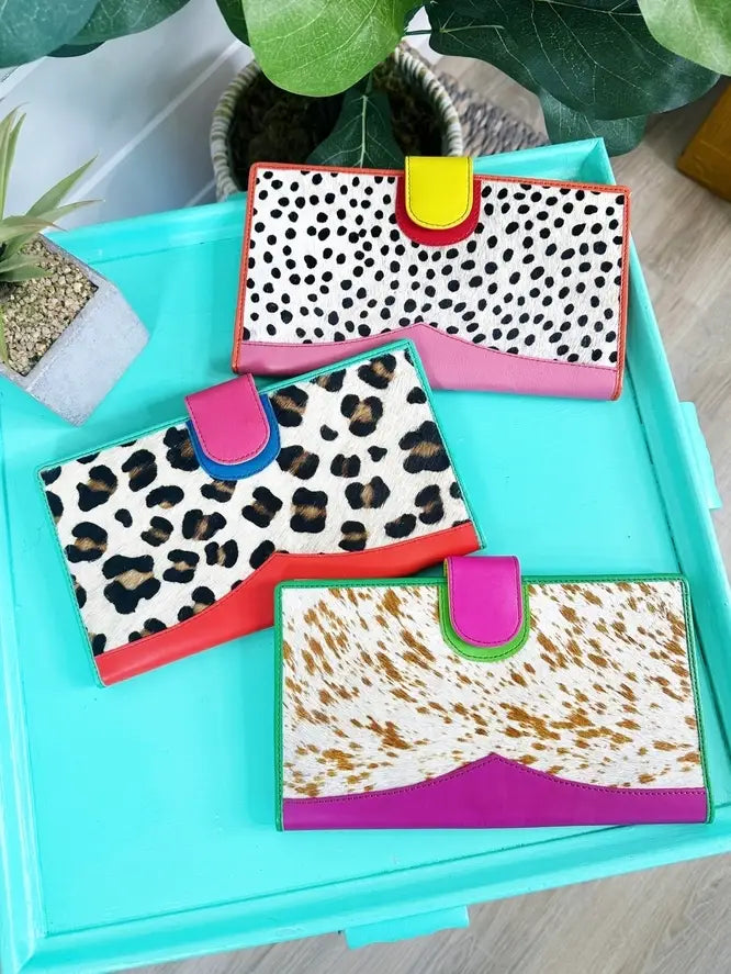 Colorful Cheetah Wallet | Nash Large Leather Travel Wallet