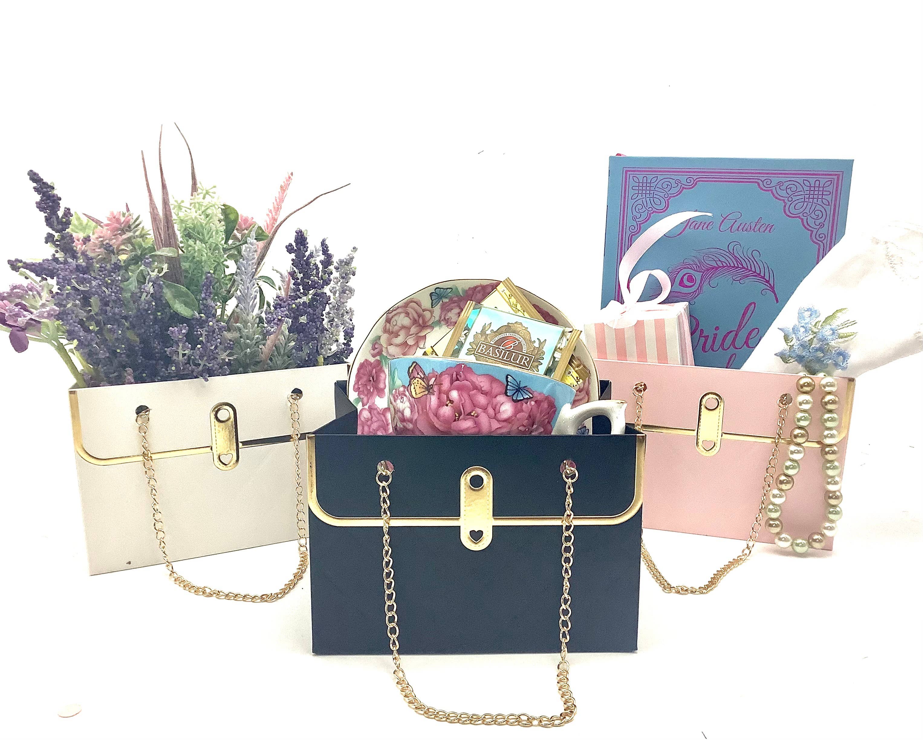 Tea Party Purse Gift Bag with Handle for Holiday Gifts