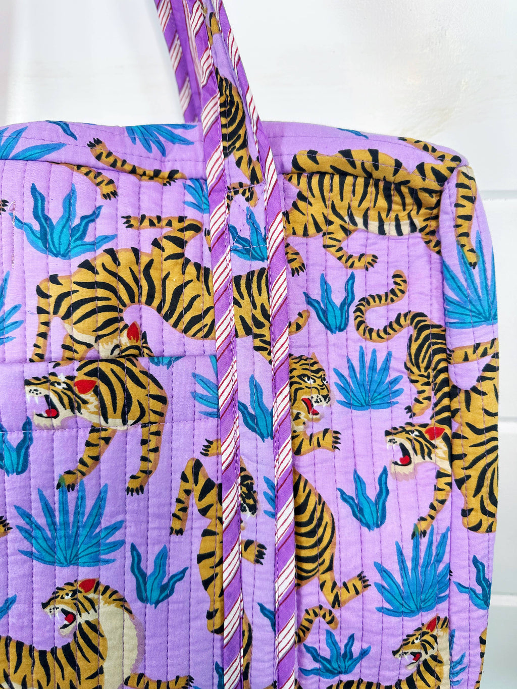 Quilted Duffle Bag | Weekender Travel Overnight Bag | Tigers