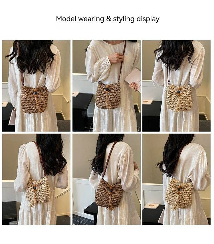 Trendy Bucket New Woven Crossbody Beach Small Bag