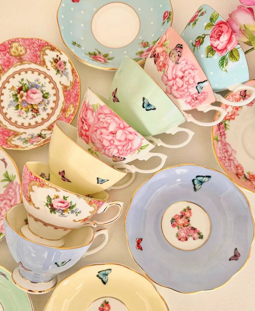 Mismatched teacups for Tea party, Catering, Event Planner