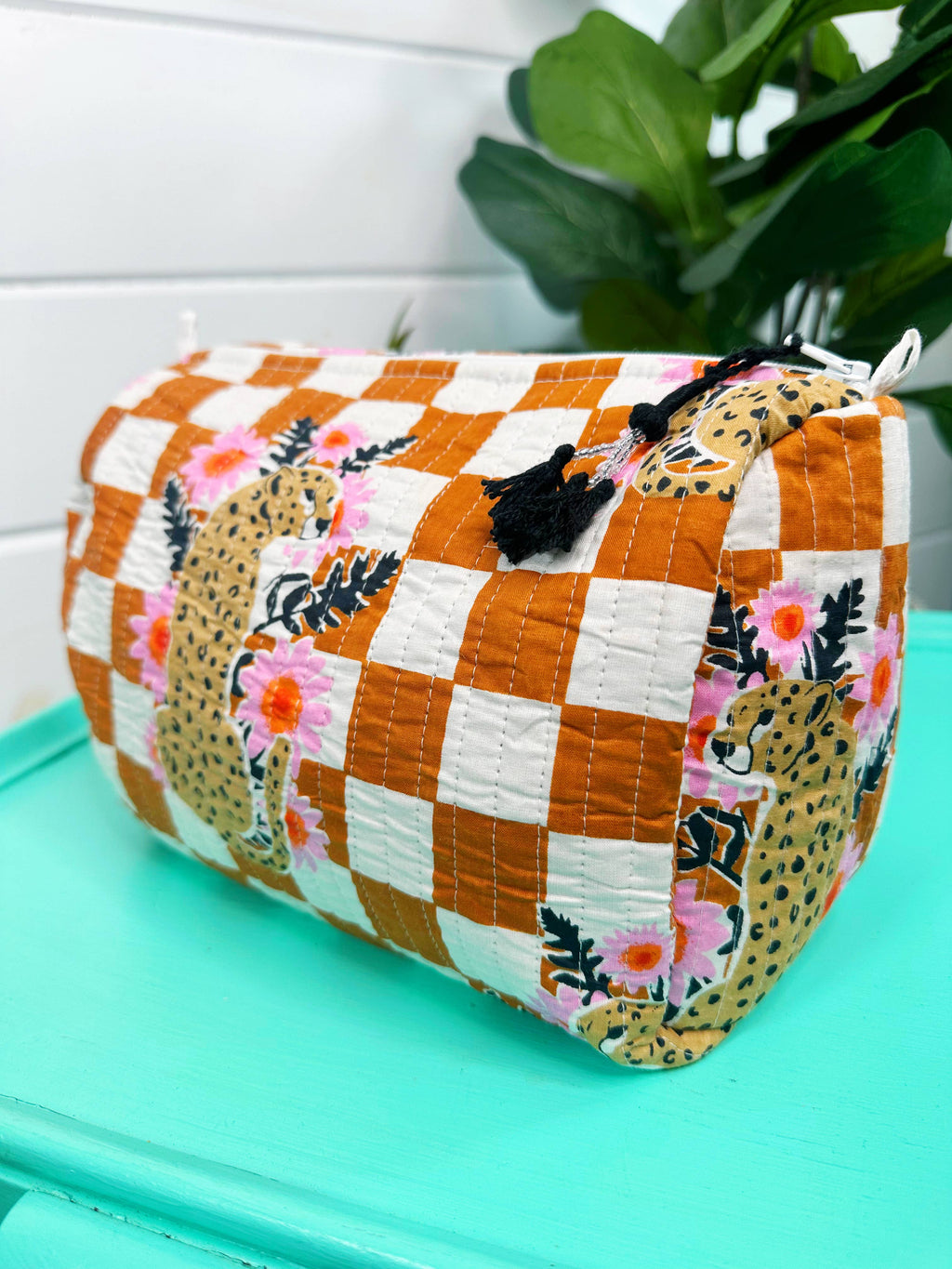 Quilted Makeup Bag | Travel Cosmetic Toiletry Bag | Jaguars