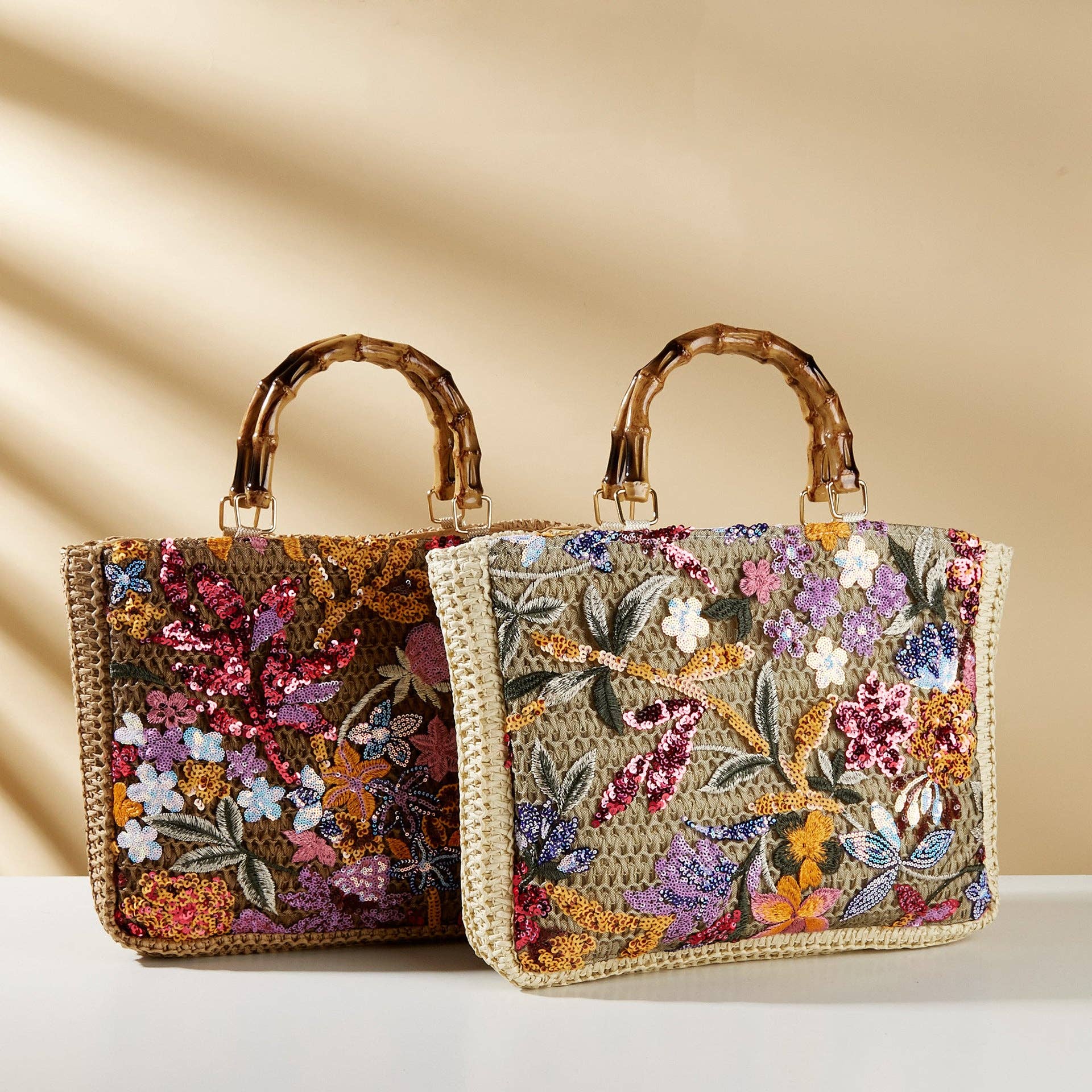 Embroidered Straw Large Capacity Tote Bag
