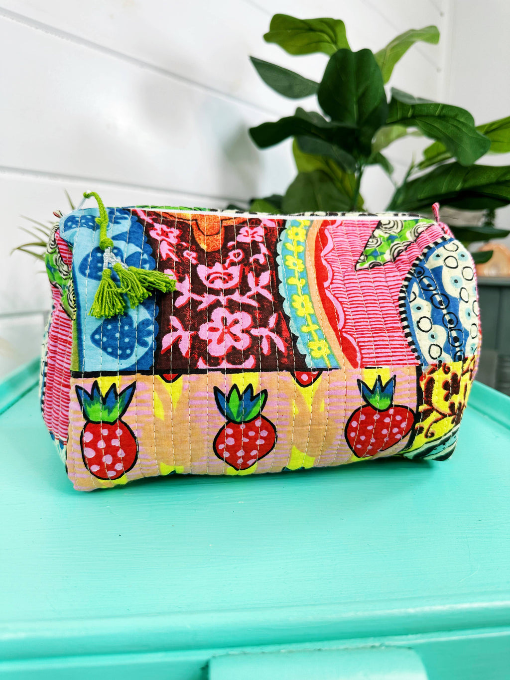 Quilted Makeup Bag, Toiletry Bag | Festival Print