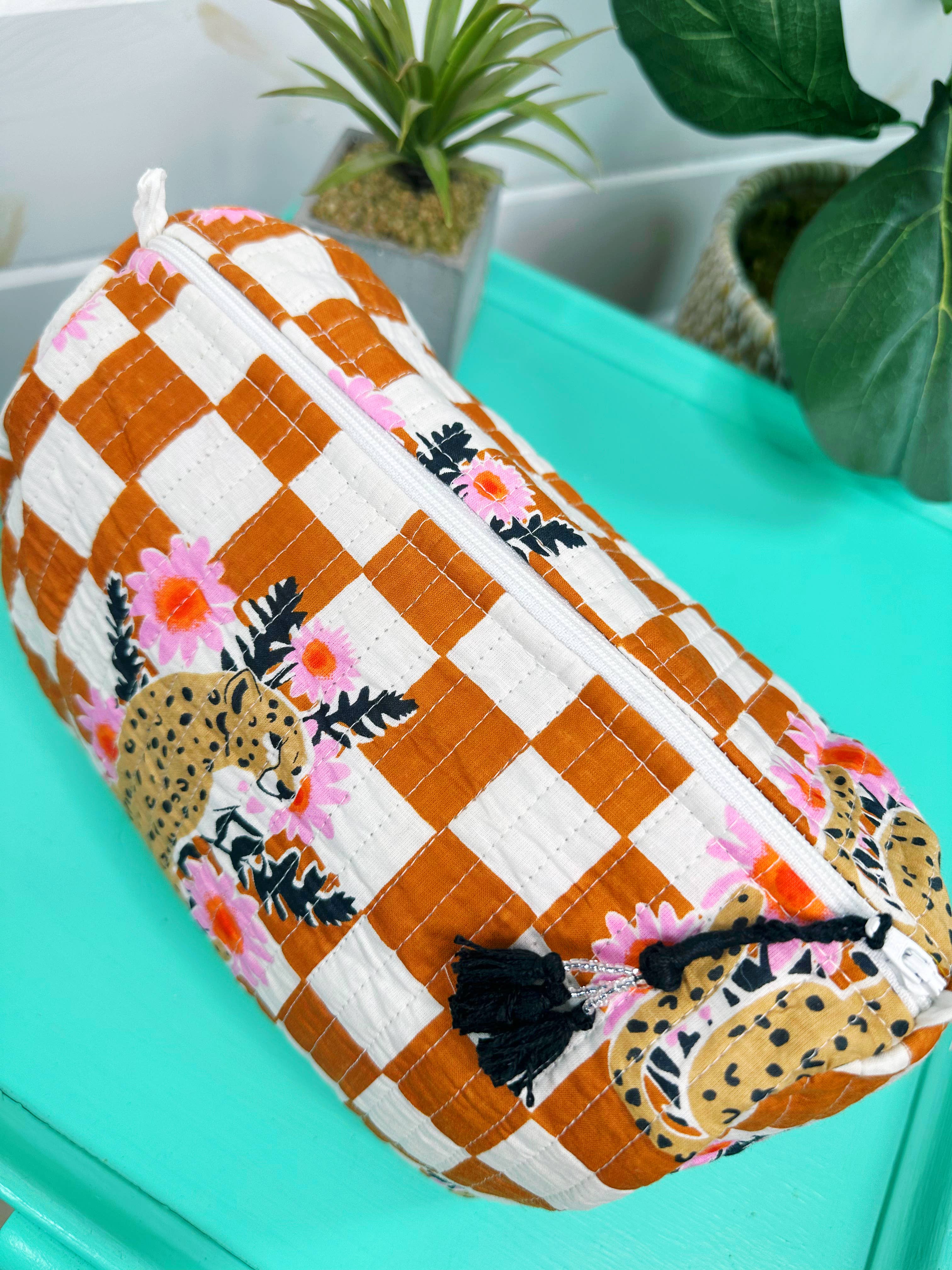 Quilted Makeup Bag | Travel Cosmetic Toiletry Bag | Jaguars