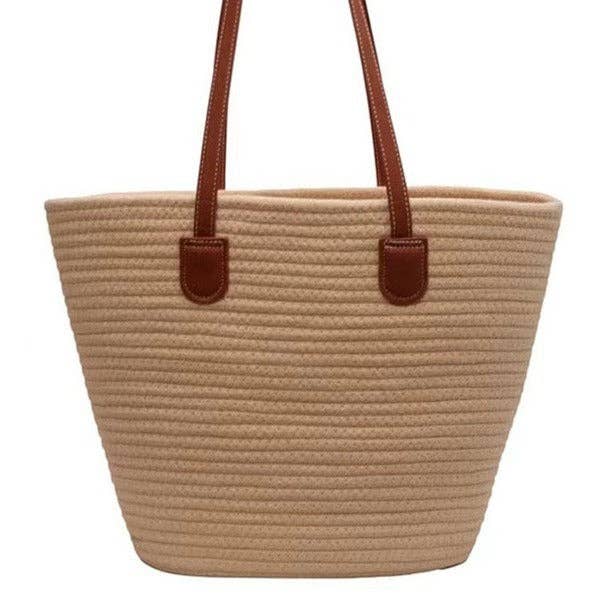 Women's Cotton Rope Woven Korean Style Shoulder Tote Bag