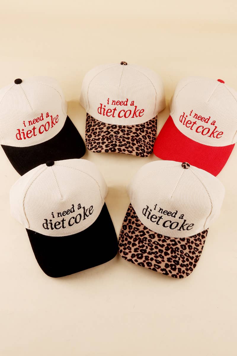 I Need A Diet Coke Two Tone Corduroy Cap - Zenana