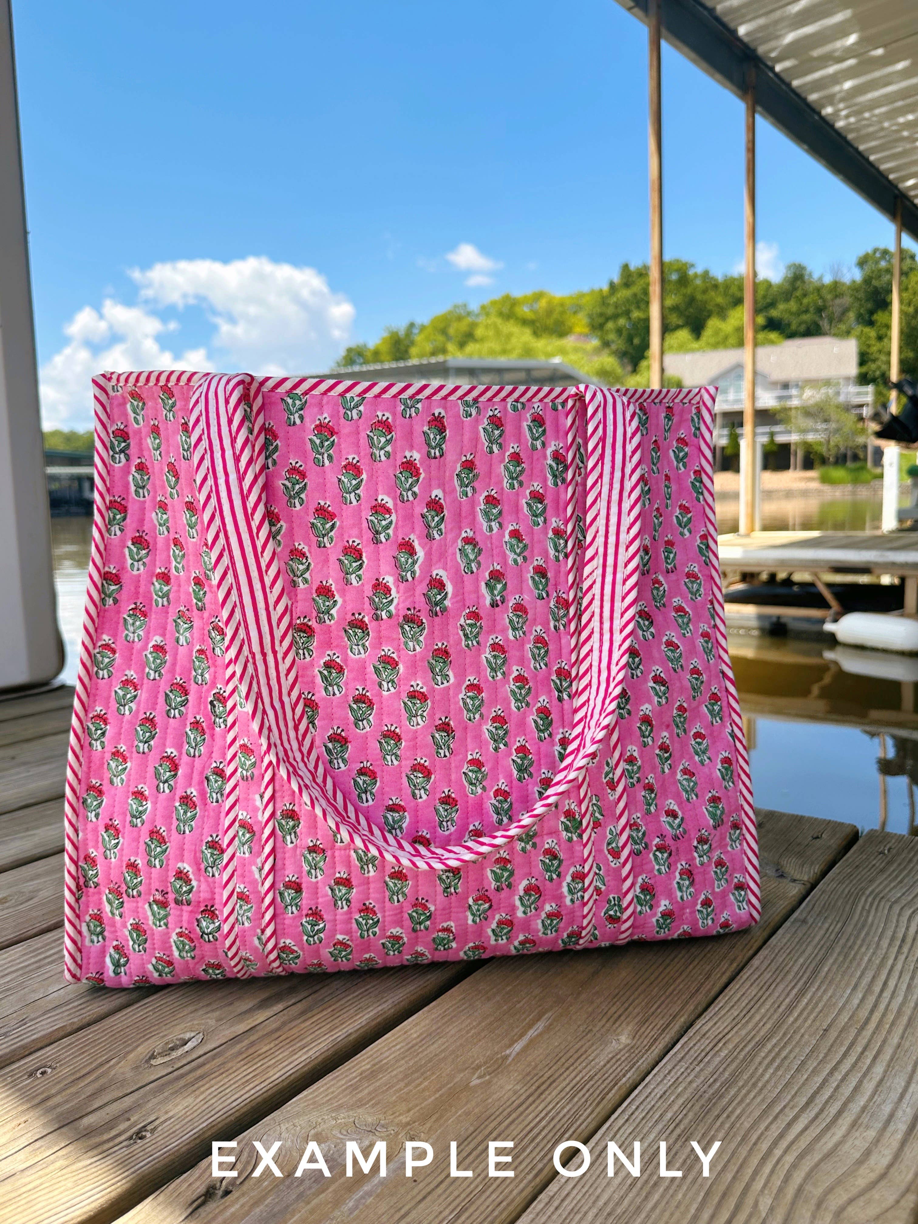 Large Tote Bags | Quilted Tote | Purple Tiger Print