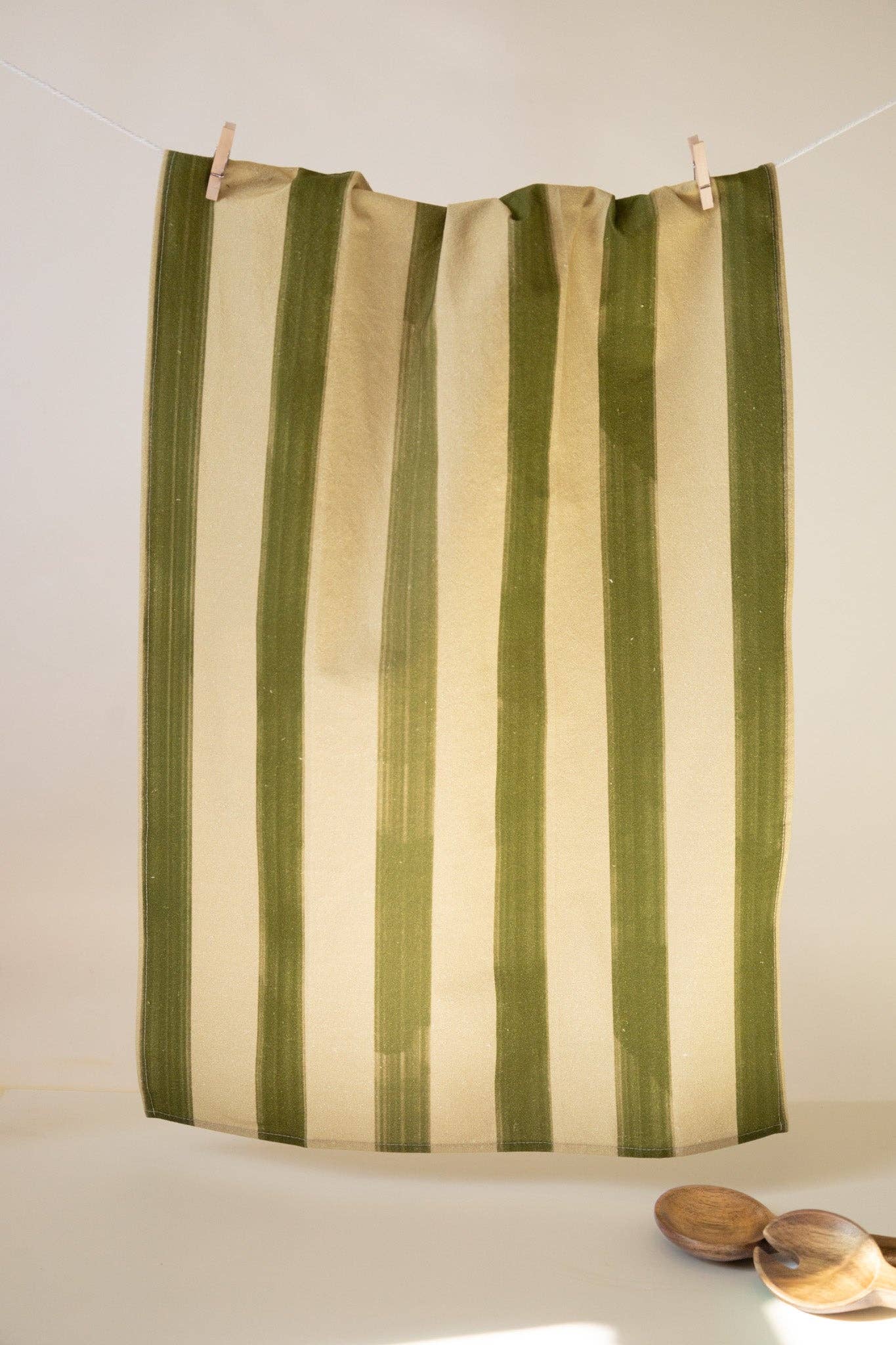 Olive Stripe Tea Towel