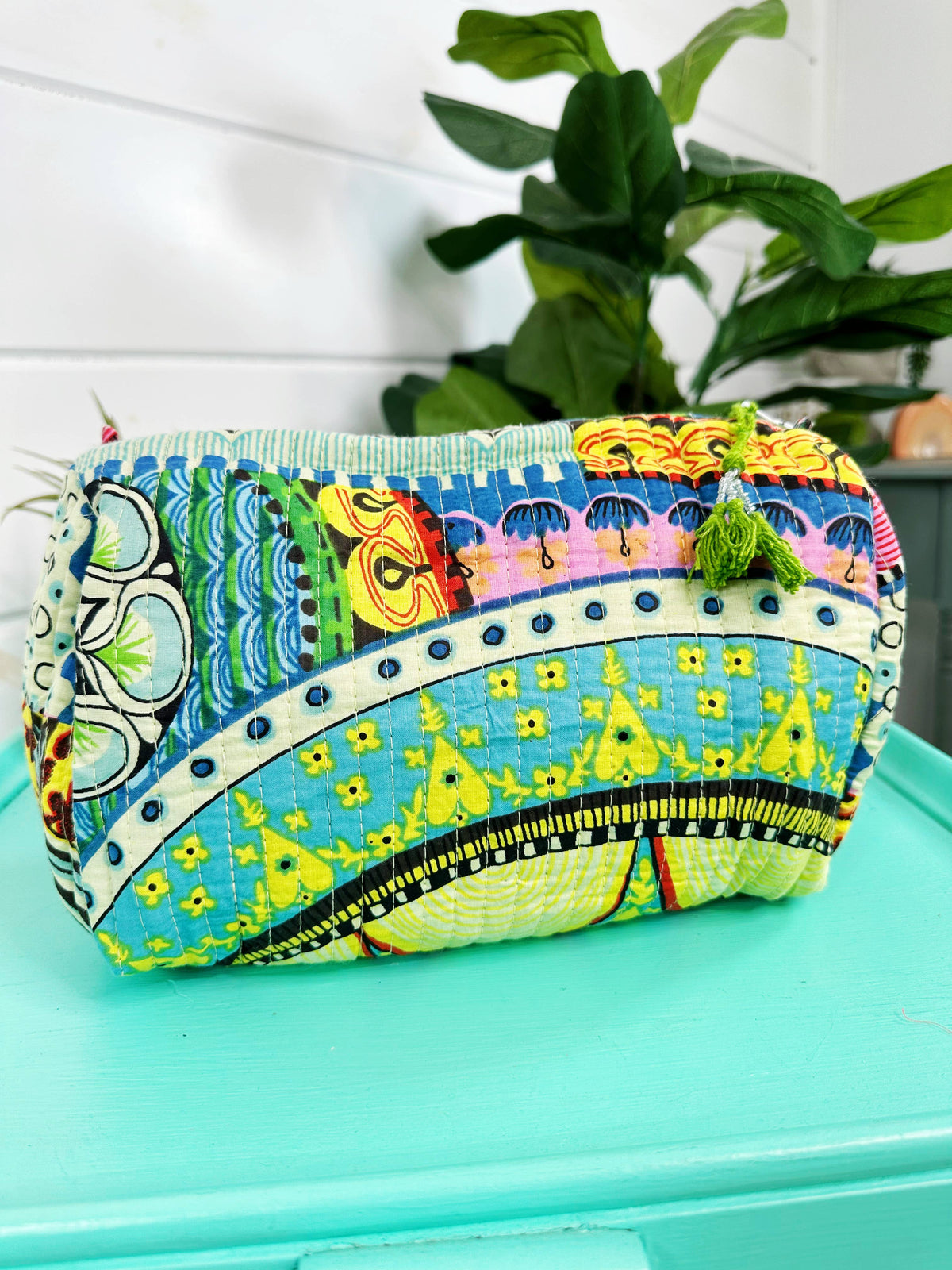 Quilted Makeup Bag, Toiletry Bag | Festival Print