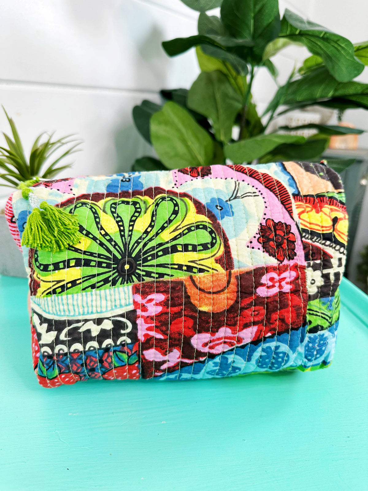 Quilted Makeup Bag, Toiletry Bag | Festival Print