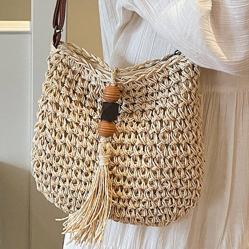 Trendy Bucket New Woven Crossbody Beach Small Bag