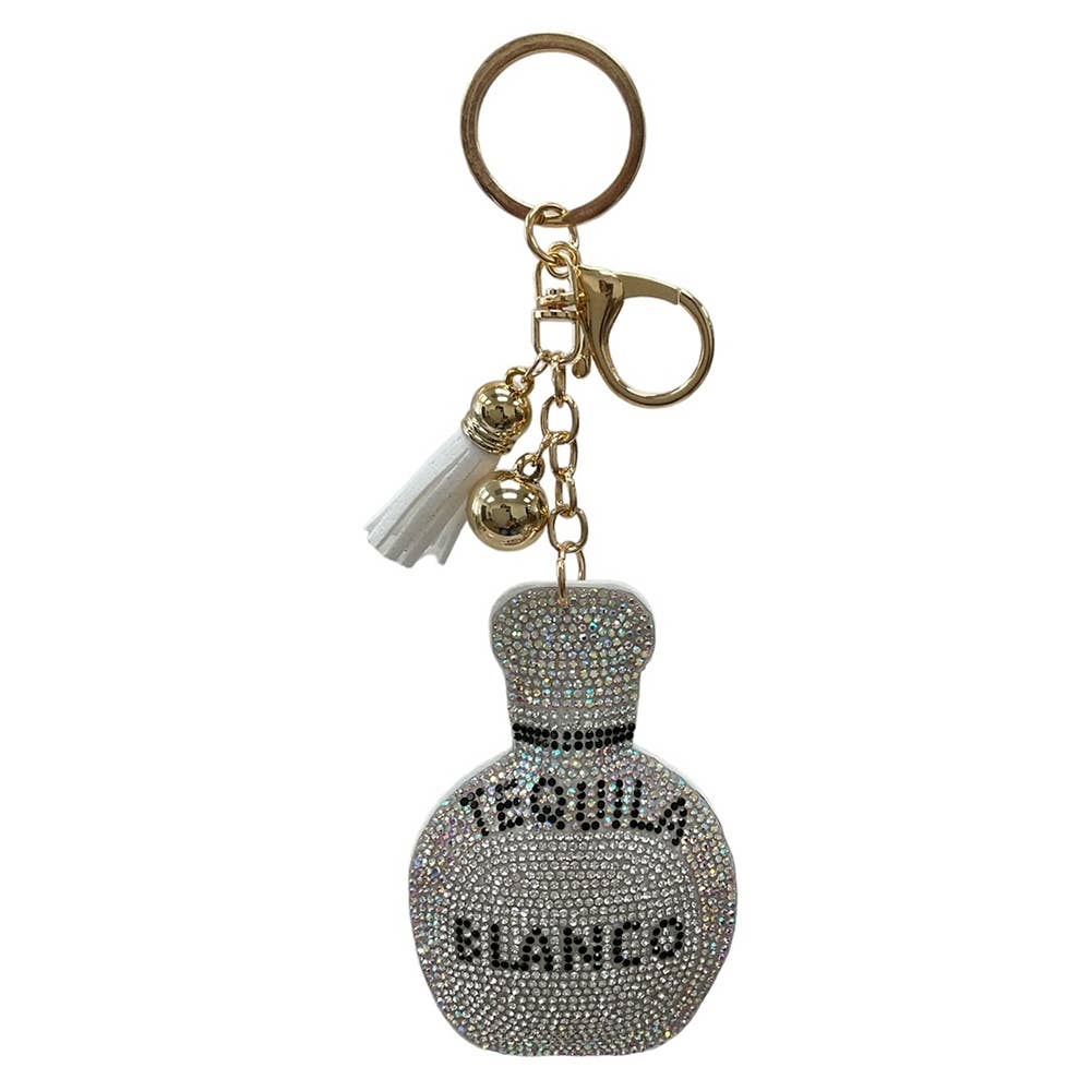 RHINESTONE TEQUILA BLANCO KEYCHAIN WITH TASSEL, KC444X 793