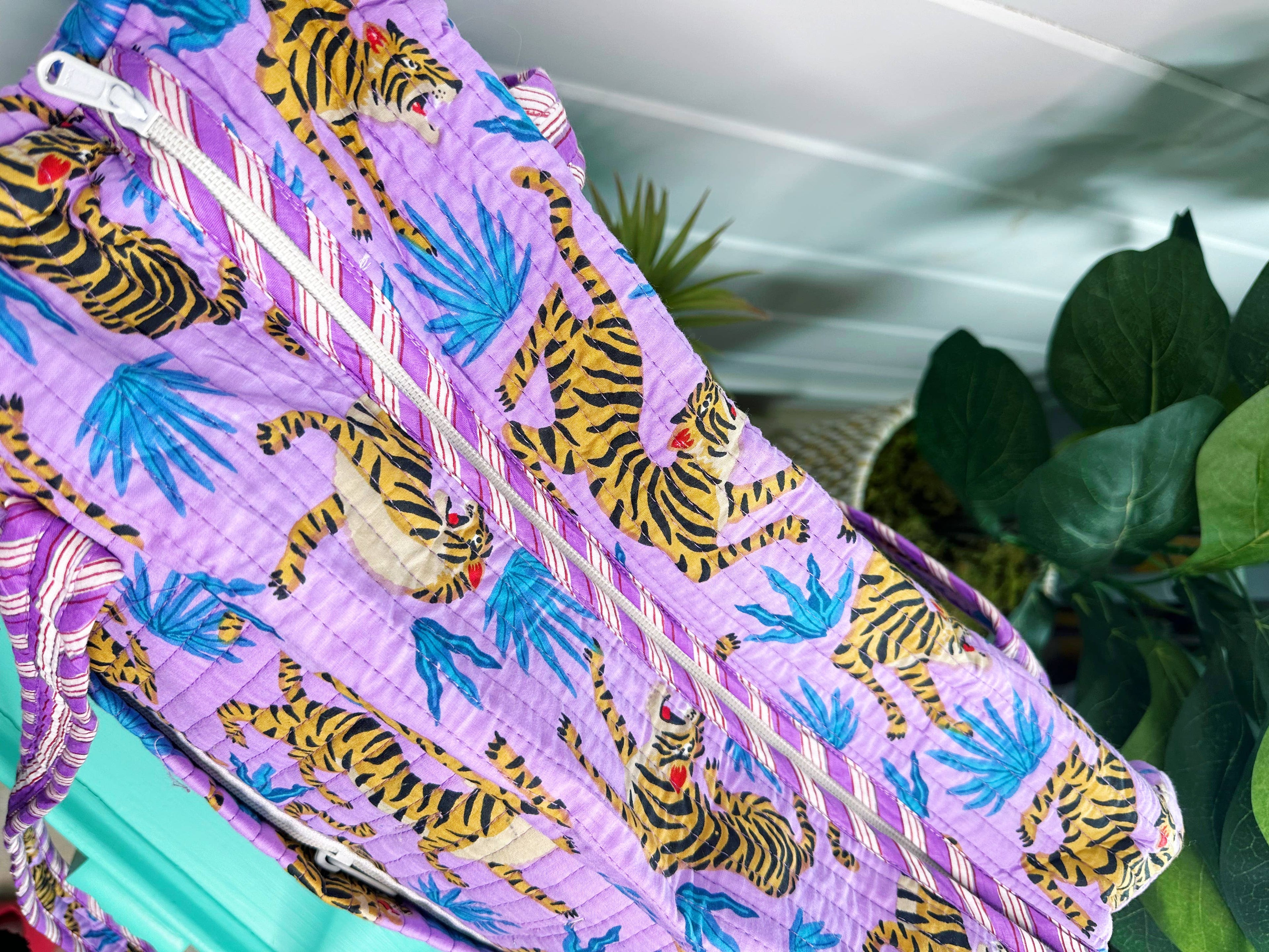 Quilted Duffle Bag | Weekender Travel Overnight Bag | Tigers