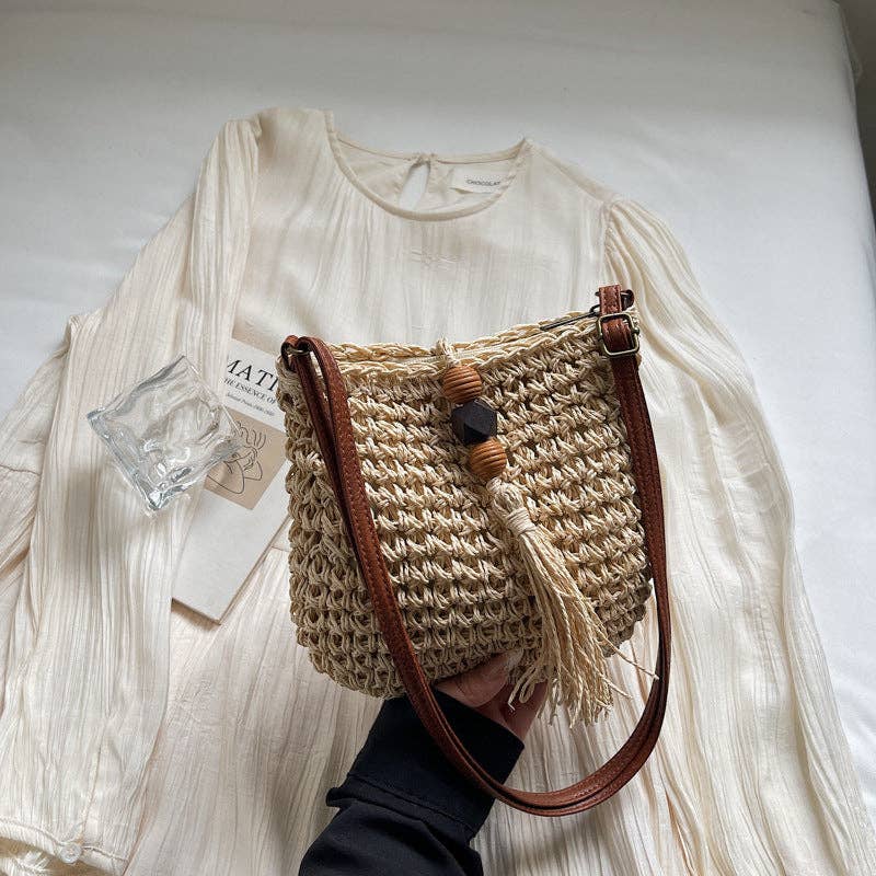 Trendy Bucket New Woven Crossbody Beach Small Bag