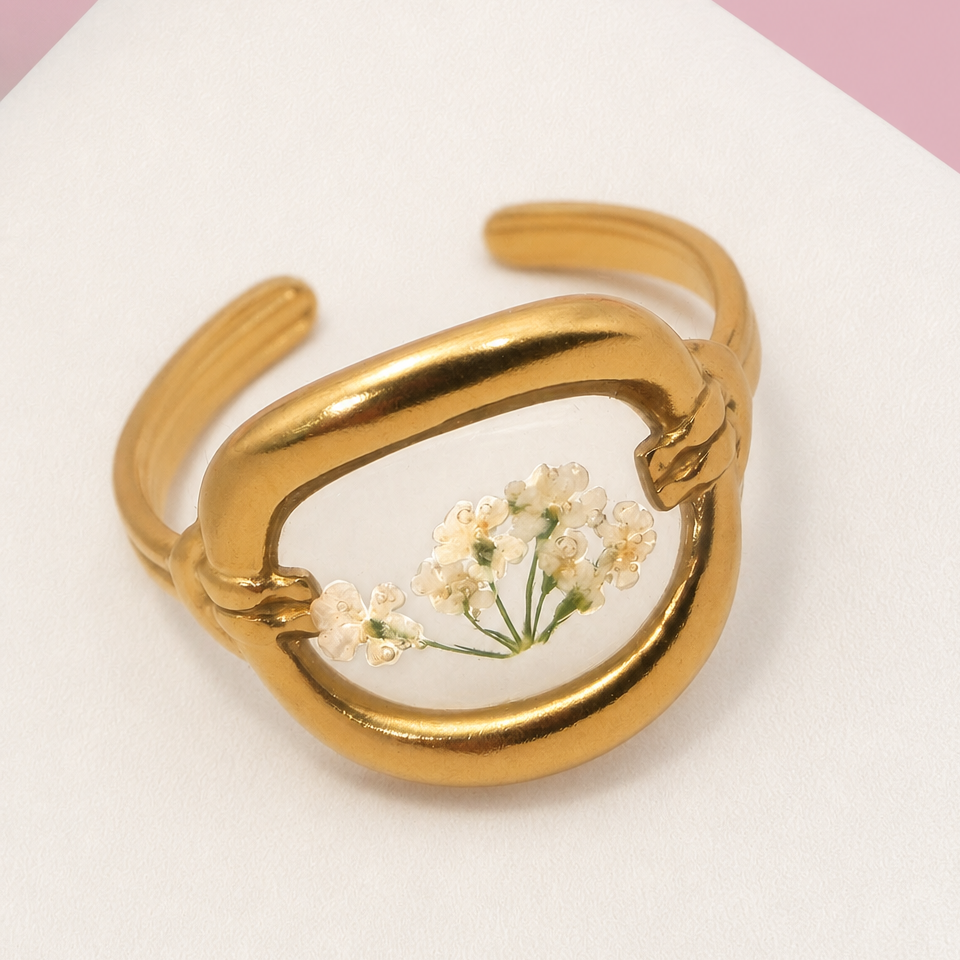 18K STAINLESS STEEL TARNISH FREE FLORAL RINGS | 40R104