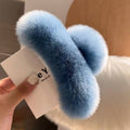 Furry plush hair claw clip for women