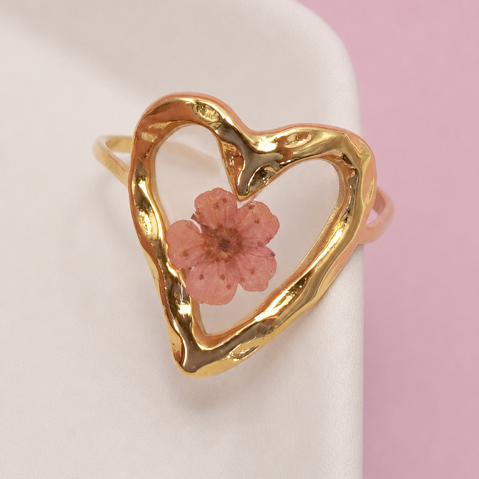 18K STAINLESS STEEL TARNISH FREE FLORAL RINGS | 40R104