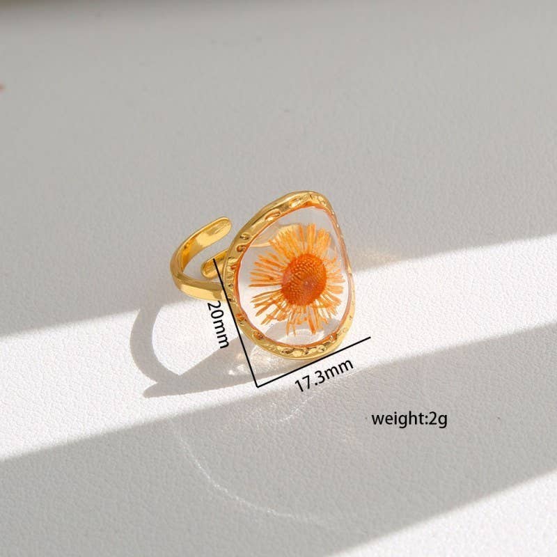 18K STAINLESS STEEL TARNISH FREE FLORAL RINGS | 40R104