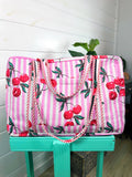 Quilted Duffle Bag | Weekender Travel Bags | Cherry Print
