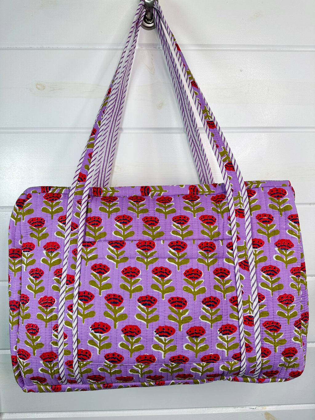 Quilted Duffle Bag | Weekender Travel Overnight Bag | Purple