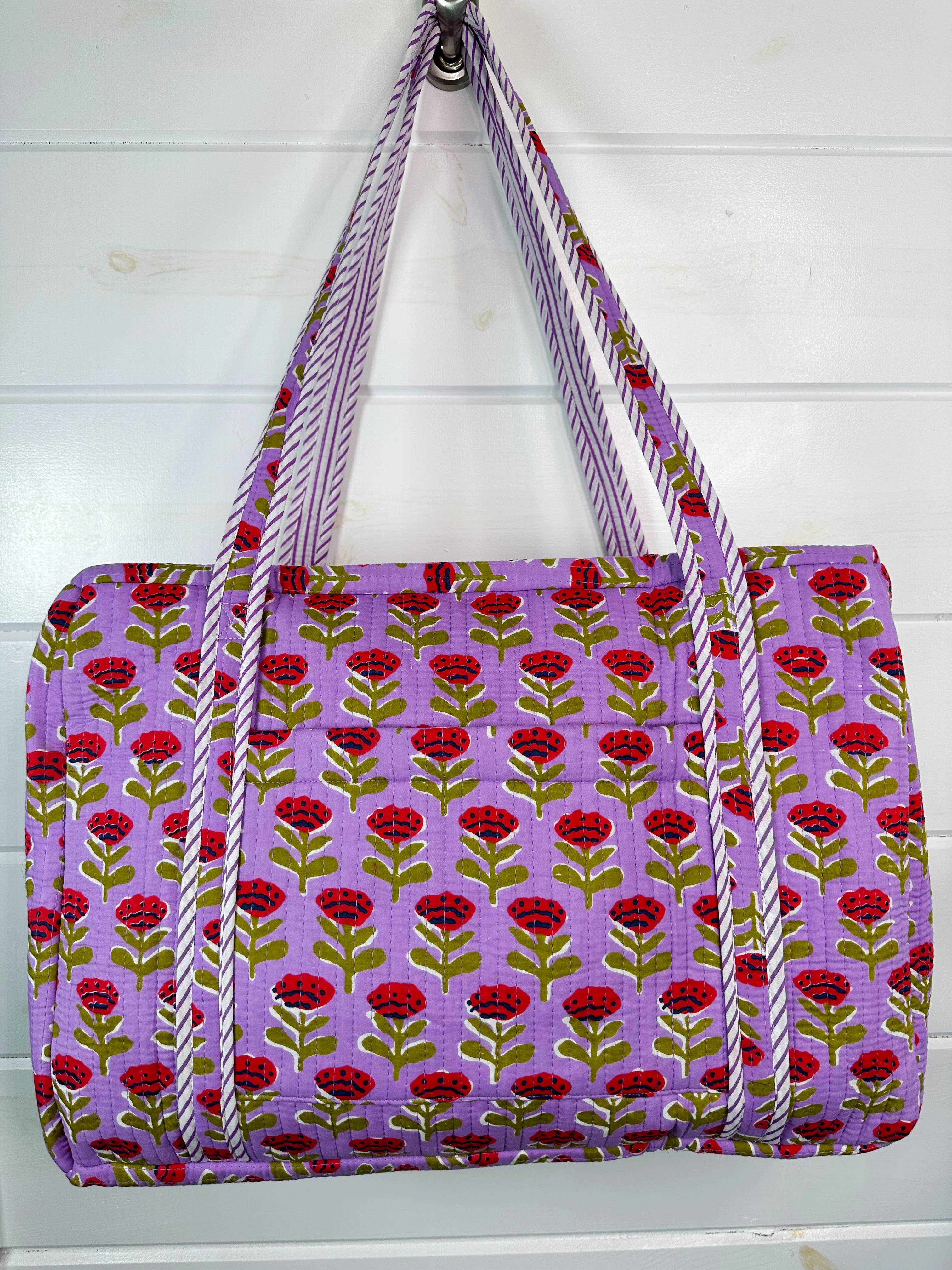 Quilted Duffle Bag | Weekender Travel Overnight Bag | Purple