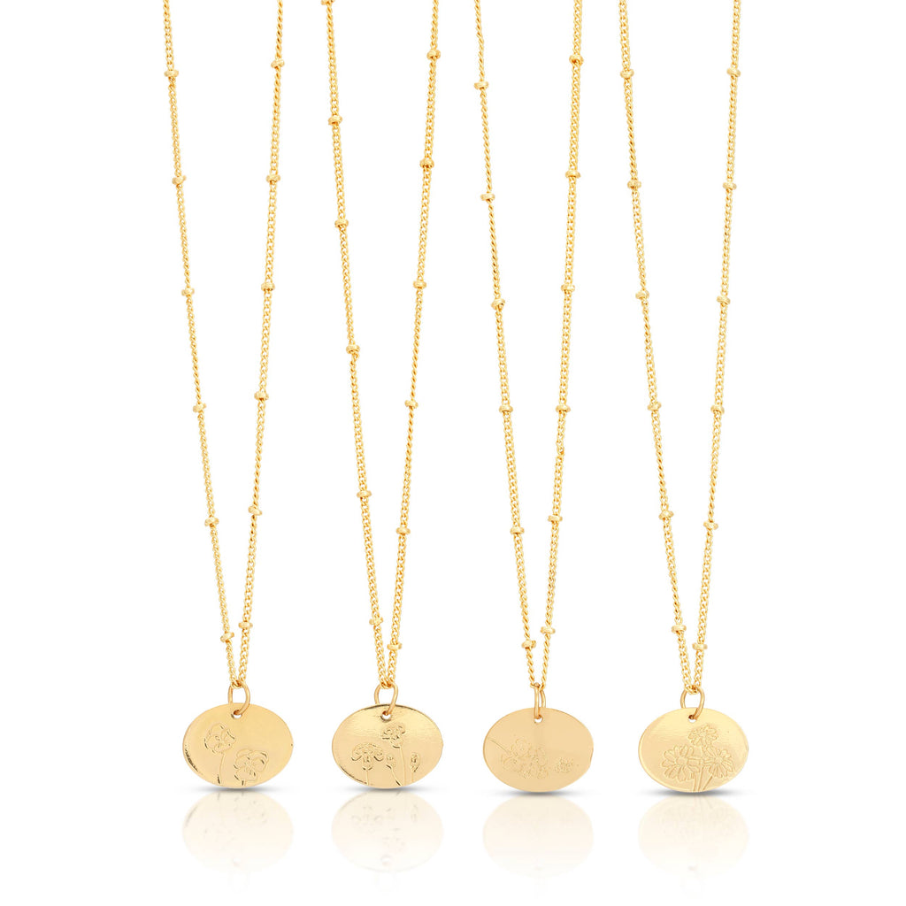 Birth Month Flower Necklace ASSORTMENT - 48 pc