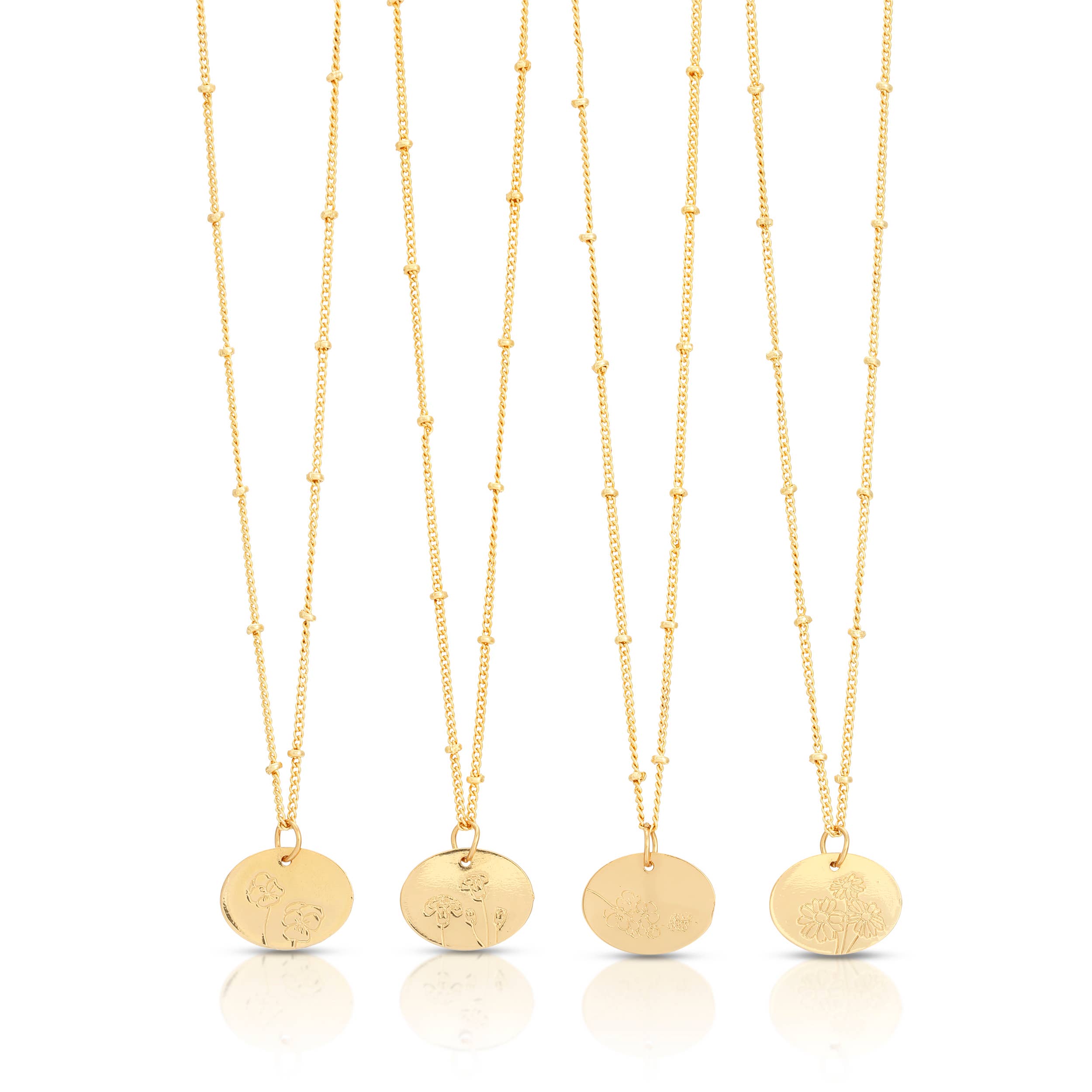 Birth Month Flower Necklace ASSORTMENT - 48 pc